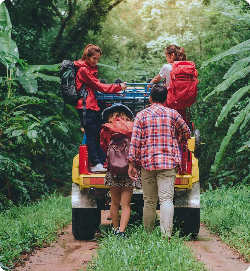 Truck crossing the jungle